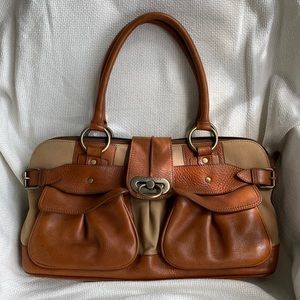 Burberry Satchel Bag (Leather+fabic)